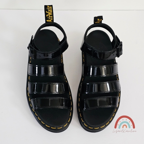 New! Dr. Martens Blaire Black Patent Leather Strap Sandals EU 38 - Picture 9 of 16